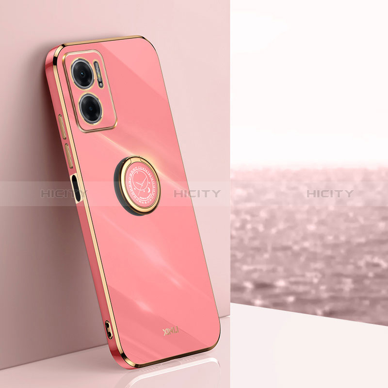 Custodia Silicone Ultra Sottile Morbida Cover con Magnetico Anello Supporto XL1 per Xiaomi Redmi 10 5G Rosa Caldo