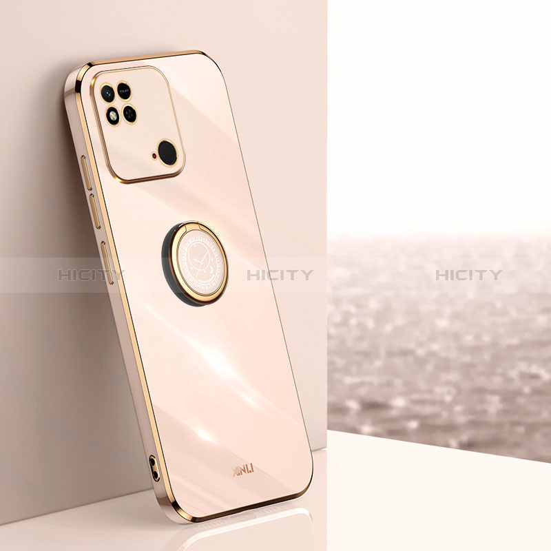 Custodia Silicone Ultra Sottile Morbida Cover con Magnetico Anello Supporto XL1 per Xiaomi Redmi 10 India Oro