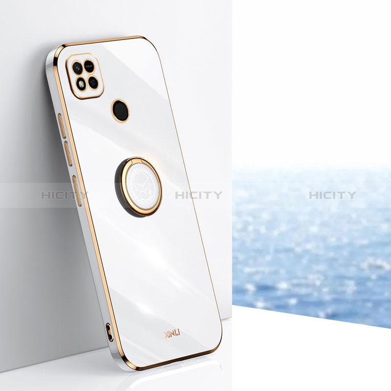 Custodia Silicone Ultra Sottile Morbida Cover con Magnetico Anello Supporto XL1 per Xiaomi Redmi 9 Activ Bianco