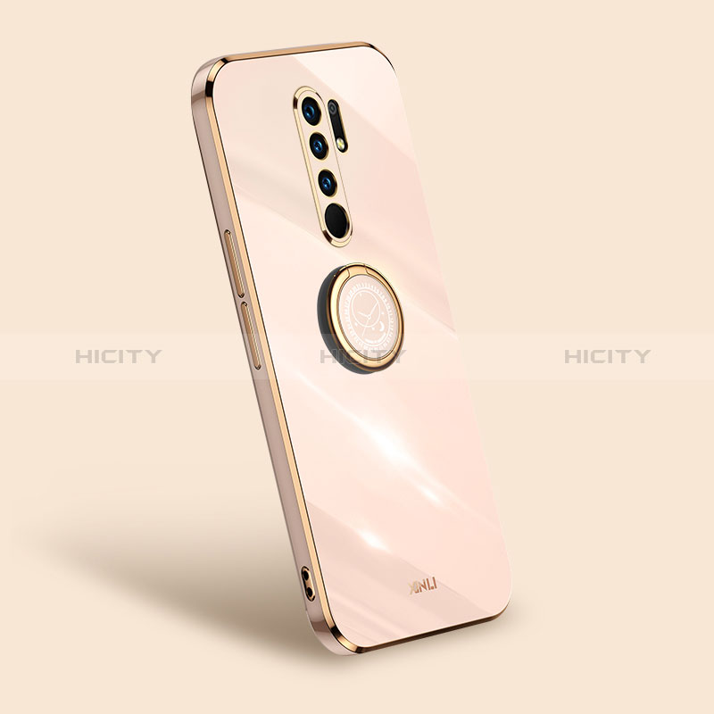 Custodia Silicone Ultra Sottile Morbida Cover con Magnetico Anello Supporto XL1 per Xiaomi Redmi 9 Oro