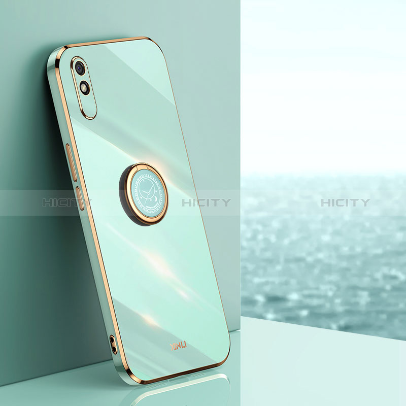 Custodia Silicone Ultra Sottile Morbida Cover con Magnetico Anello Supporto XL1 per Xiaomi Redmi 9A Verde