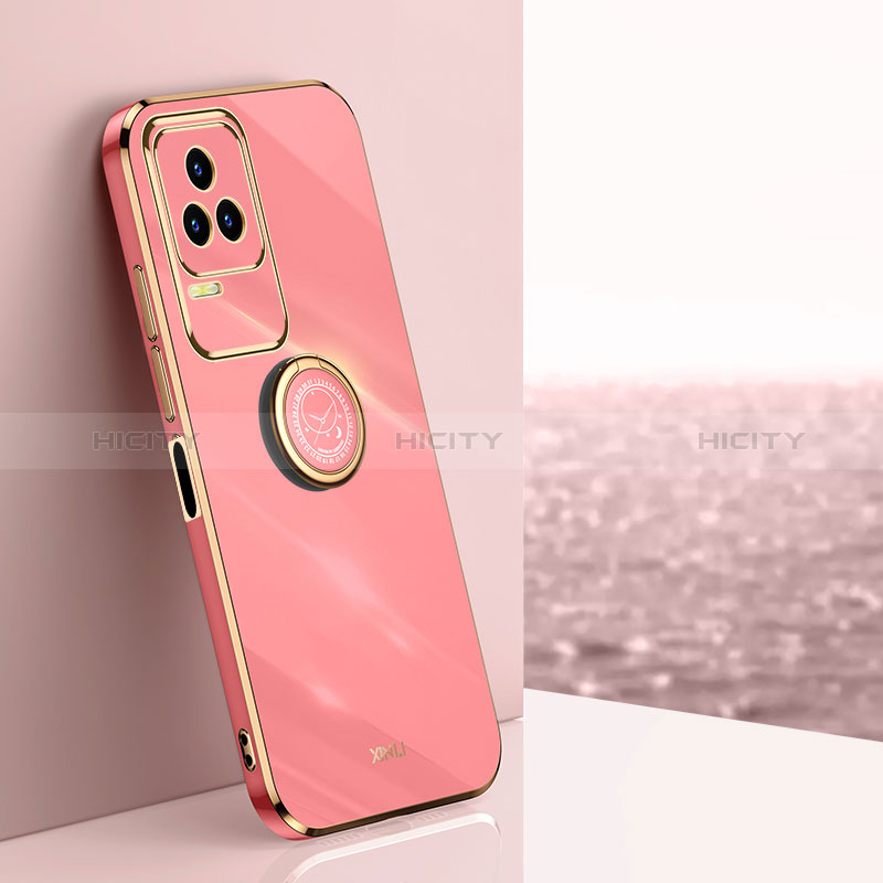 Custodia Silicone Ultra Sottile Morbida Cover con Magnetico Anello Supporto XL1 per Xiaomi Redmi K50 5G Rosa Caldo