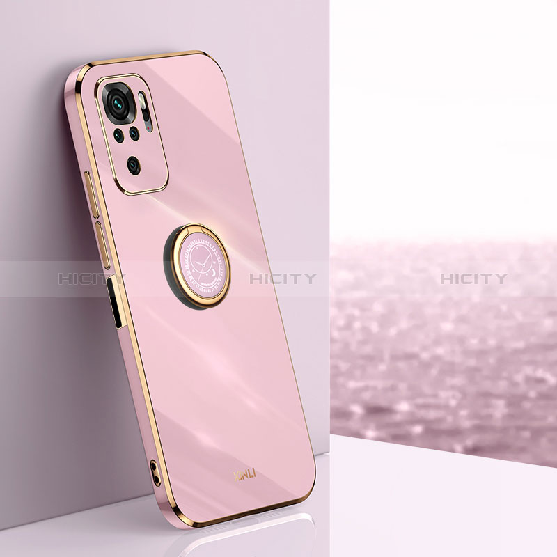 Custodia Silicone Ultra Sottile Morbida Cover con Magnetico Anello Supporto XL1 per Xiaomi Redmi Note 10S 4G Rosa