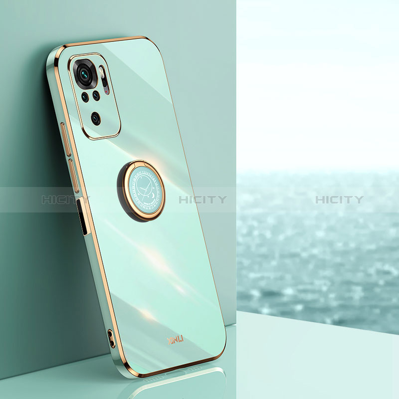 Custodia Silicone Ultra Sottile Morbida Cover con Magnetico Anello Supporto XL1 per Xiaomi Redmi Note 10S 4G Verde