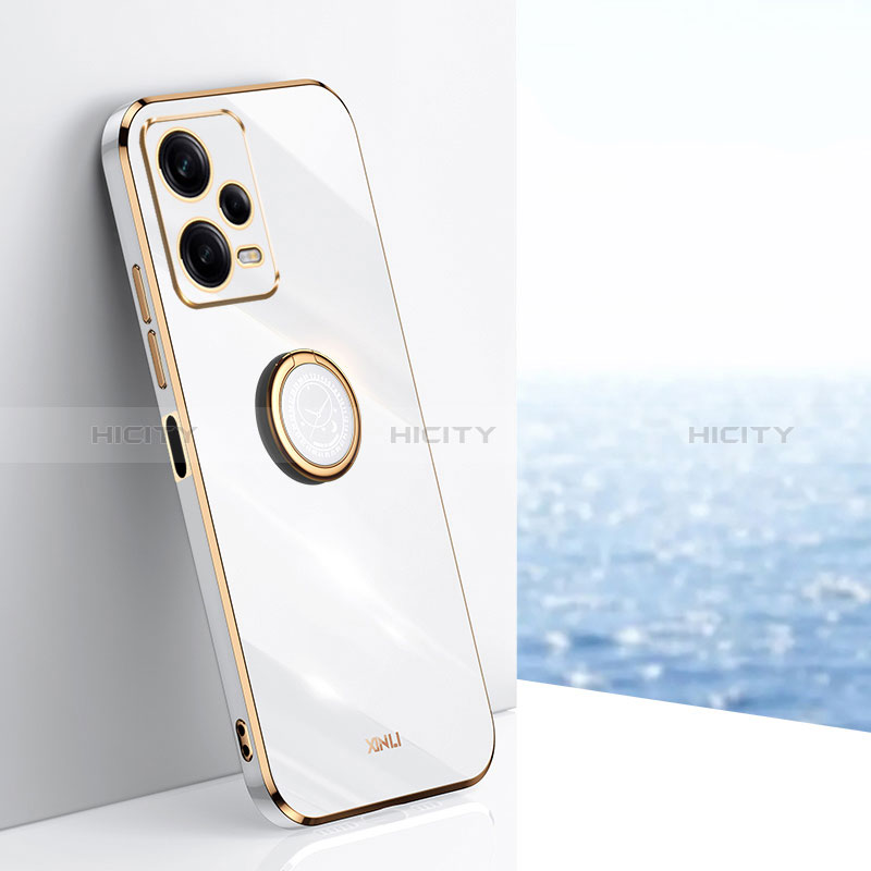 Custodia Silicone Ultra Sottile Morbida Cover con Magnetico Anello Supporto XL1 per Xiaomi Redmi Note 12 Explorer Bianco