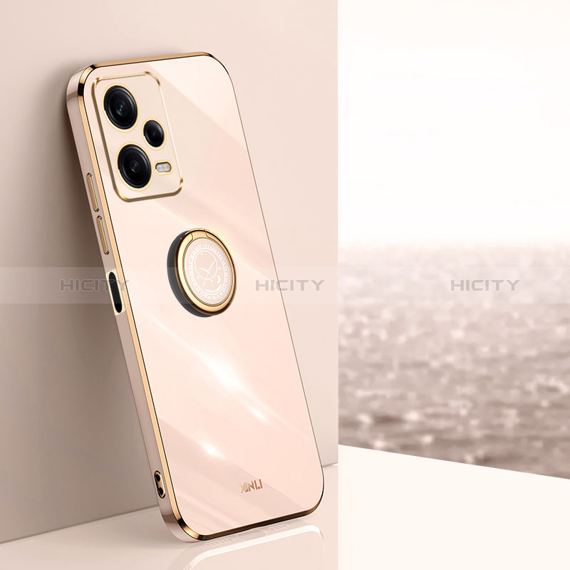 Custodia Silicone Ultra Sottile Morbida Cover con Magnetico Anello Supporto XL1 per Xiaomi Redmi Note 12 Pro 5G Oro