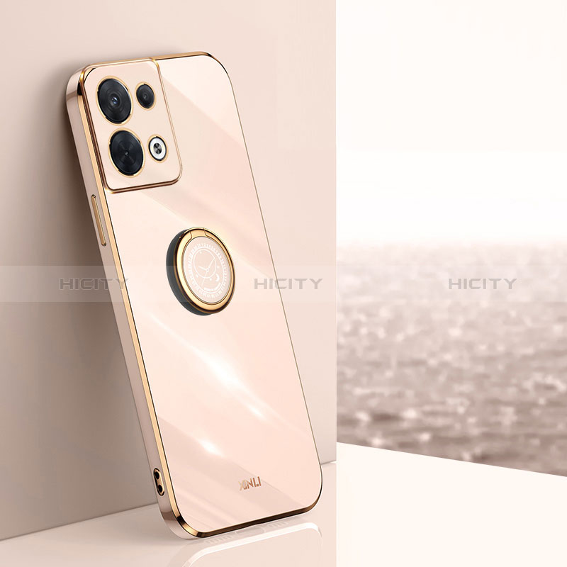 Custodia Silicone Ultra Sottile Morbida Cover con Magnetico Anello Supporto XL1 per Xiaomi Redmi Note 13 Pro 5G Oro Rosa