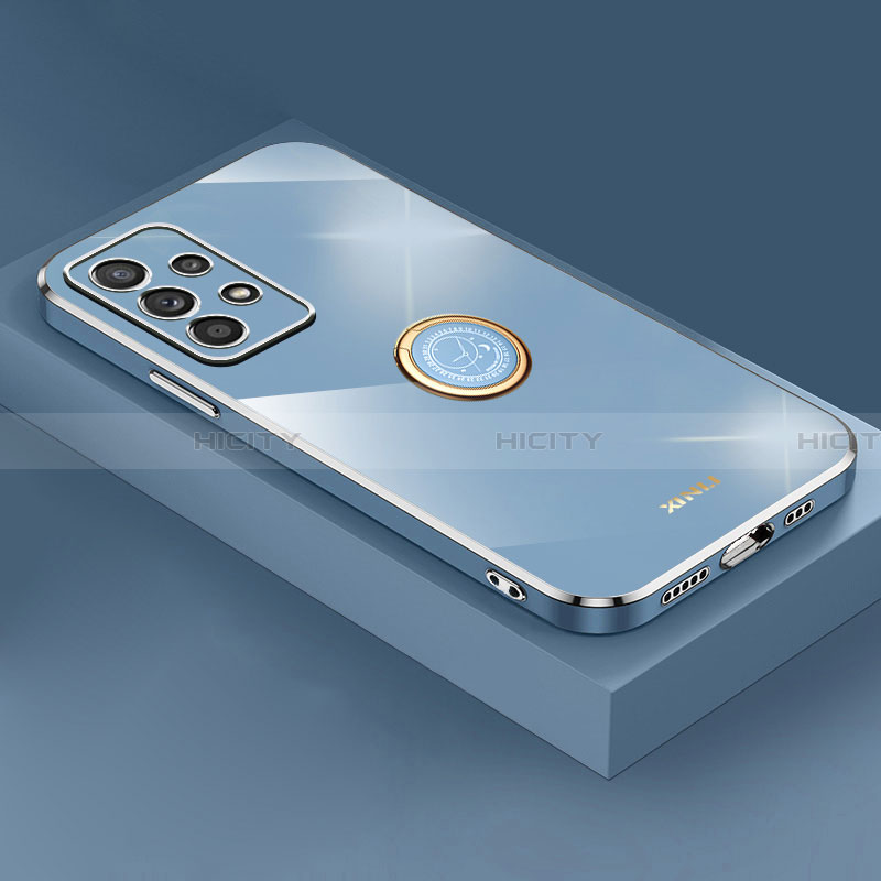 Custodia Silicone Ultra Sottile Morbida Cover con Magnetico Anello Supporto XL2 per Samsung Galaxy A13 4G Blu