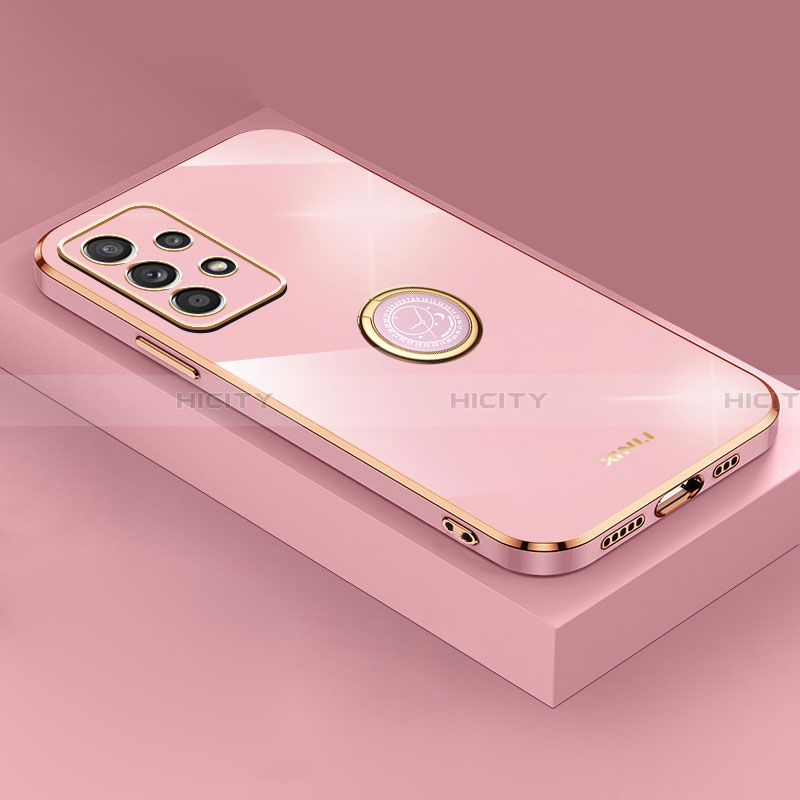 Custodia Silicone Ultra Sottile Morbida Cover con Magnetico Anello Supporto XL2 per Samsung Galaxy A32 5G Oro Rosa