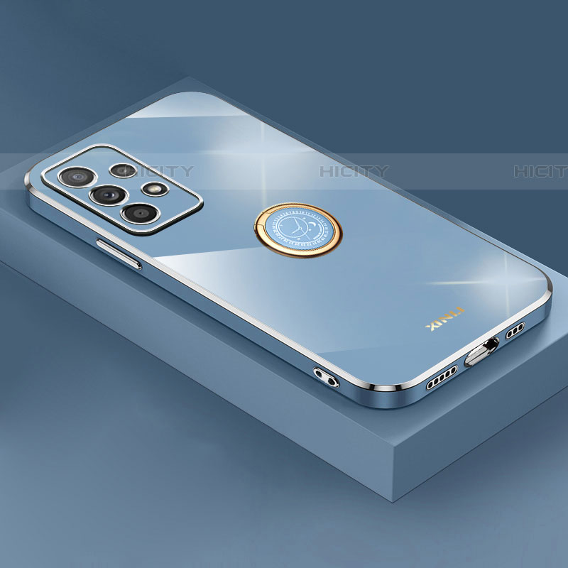 Custodia Silicone Ultra Sottile Morbida Cover con Magnetico Anello Supporto XL2 per Samsung Galaxy A52 5G Blu
