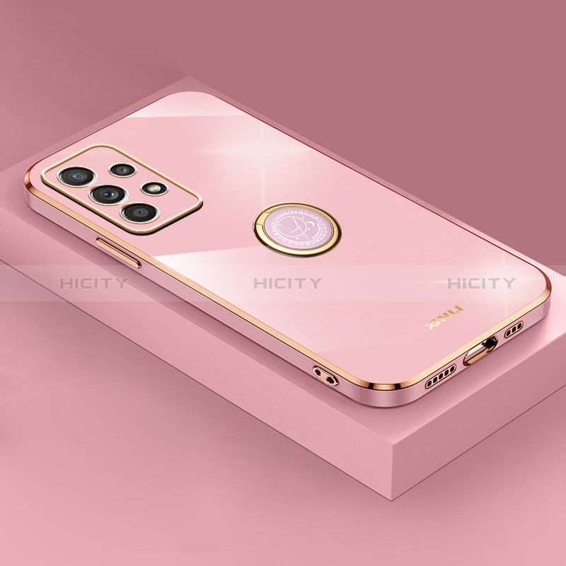 Custodia Silicone Ultra Sottile Morbida Cover con Magnetico Anello Supporto XL2 per Samsung Galaxy A52s 5G Oro Rosa