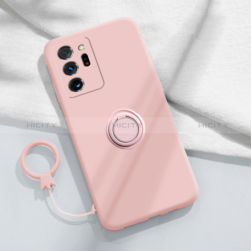 Custodia Silicone Ultra Sottile Morbida Cover con Magnetico Anello Supporto YK1 per Samsung Galaxy Note 20 Ultra 5G Rosa