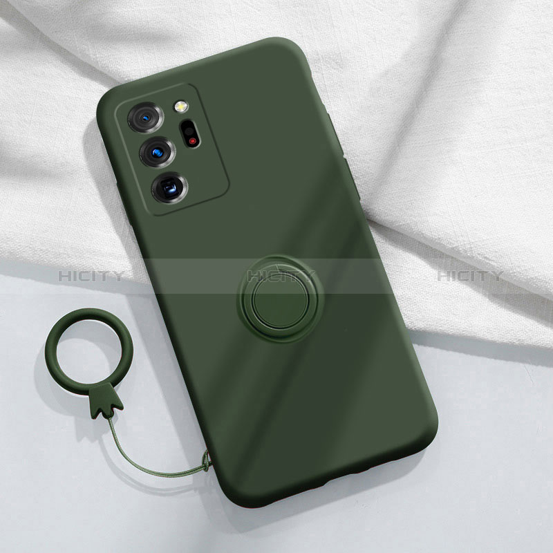 Custodia Silicone Ultra Sottile Morbida Cover con Magnetico Anello Supporto YK1 per Samsung Galaxy Note 20 Ultra 5G Verde Notte