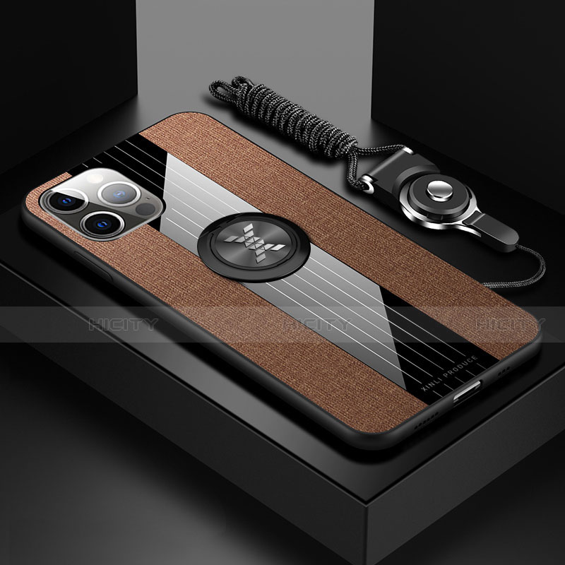 Custodia Silicone Ultra Sottile Morbida Cover con Magnetico Anello Supporto Z01 per Apple iPhone 13 Pro Max
