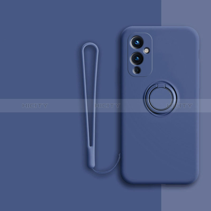 Custodia Silicone Ultra Sottile Morbida Cover con Magnetico Anello Supporto Z01 per OnePlus 9 5G