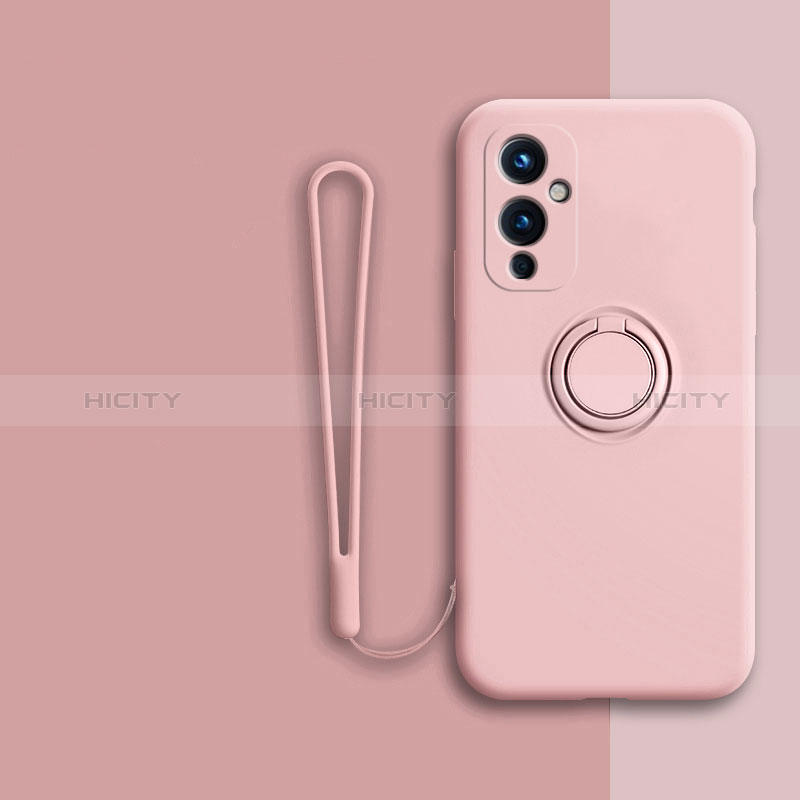 Custodia Silicone Ultra Sottile Morbida Cover con Magnetico Anello Supporto Z01 per OnePlus 9 5G