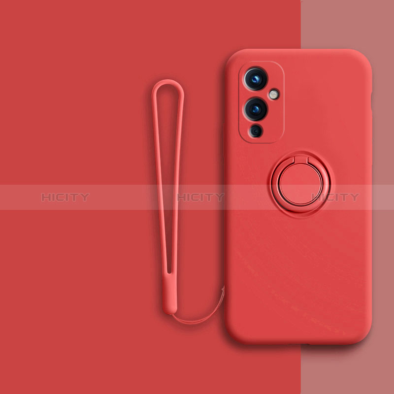 Custodia Silicone Ultra Sottile Morbida Cover con Magnetico Anello Supporto Z01 per OnePlus 9 5G