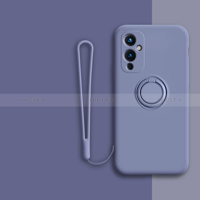 Custodia Silicone Ultra Sottile Morbida Cover con Magnetico Anello Supporto Z01 per OnePlus 9 5G