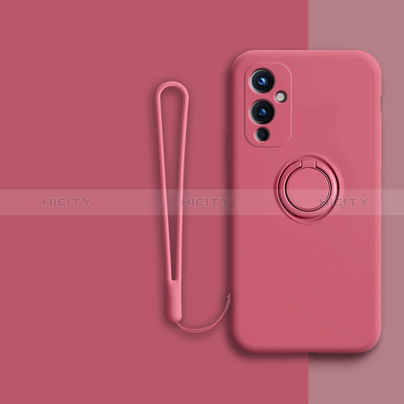 Custodia Silicone Ultra Sottile Morbida Cover con Magnetico Anello Supporto Z01 per OnePlus 9 5G