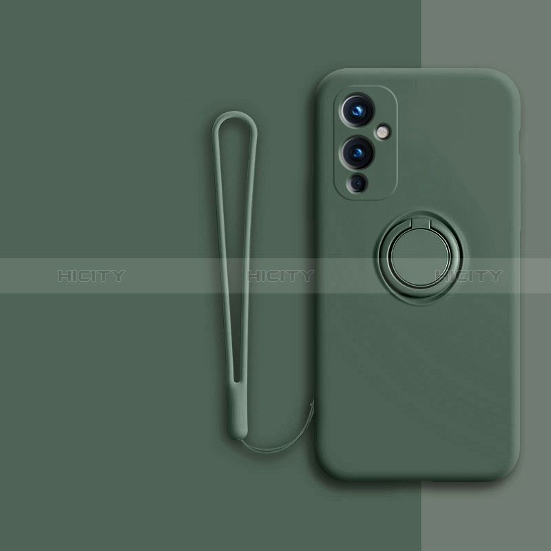 Custodia Silicone Ultra Sottile Morbida Cover con Magnetico Anello Supporto Z01 per OnePlus 9 5G