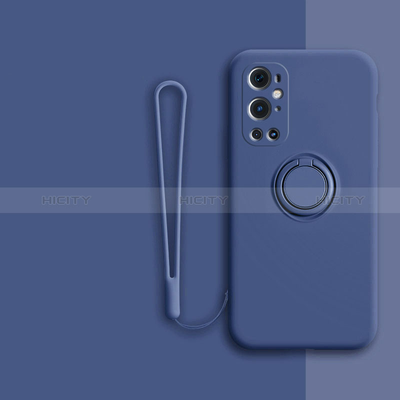 Custodia Silicone Ultra Sottile Morbida Cover con Magnetico Anello Supporto Z01 per OnePlus 9 Pro 5G