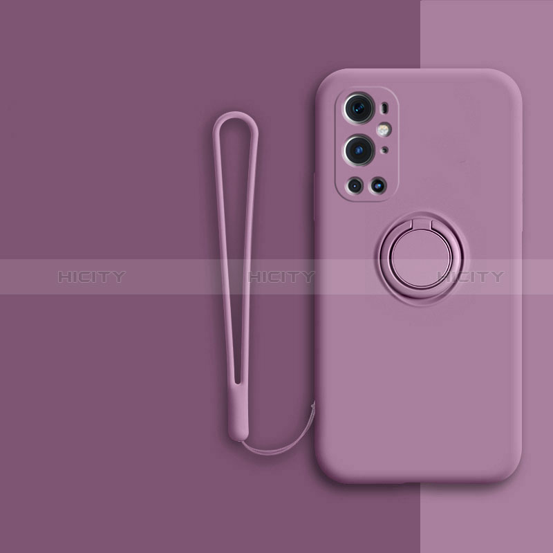 Custodia Silicone Ultra Sottile Morbida Cover con Magnetico Anello Supporto Z01 per OnePlus 9 Pro 5G