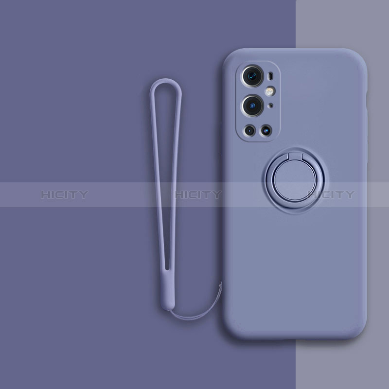 Custodia Silicone Ultra Sottile Morbida Cover con Magnetico Anello Supporto Z01 per OnePlus 9 Pro 5G