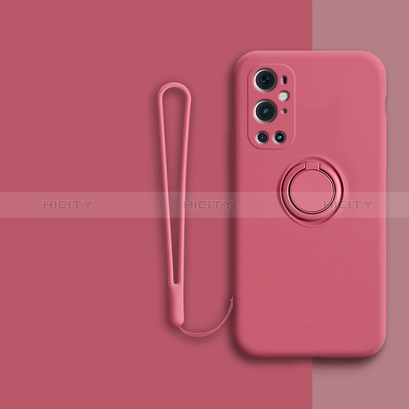 Custodia Silicone Ultra Sottile Morbida Cover con Magnetico Anello Supporto Z01 per OnePlus 9 Pro 5G