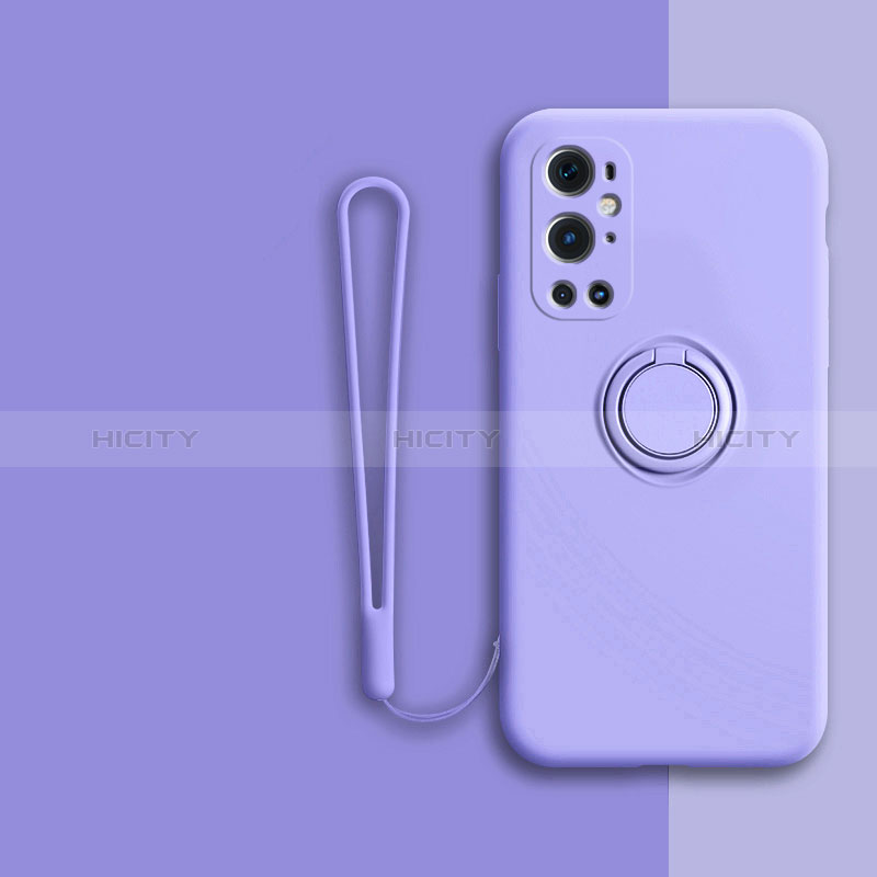 Custodia Silicone Ultra Sottile Morbida Cover con Magnetico Anello Supporto Z01 per OnePlus 9 Pro 5G