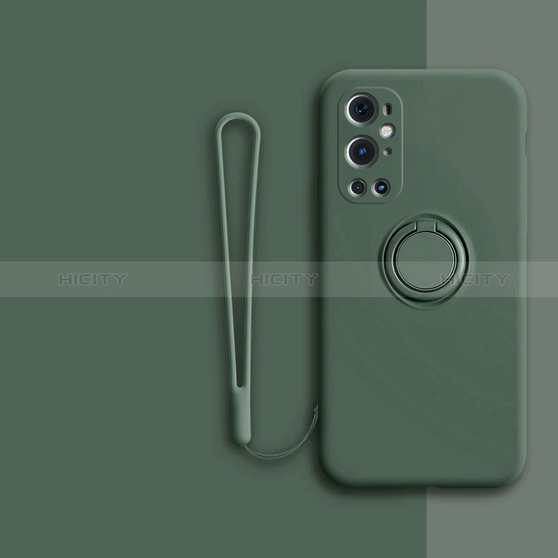 Custodia Silicone Ultra Sottile Morbida Cover con Magnetico Anello Supporto Z01 per OnePlus 9 Pro 5G