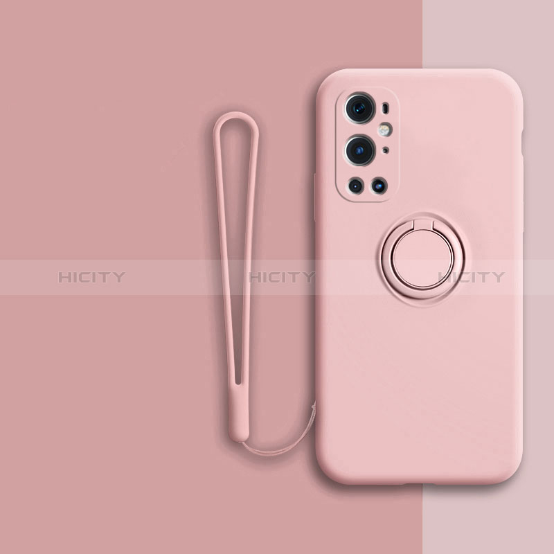 Custodia Silicone Ultra Sottile Morbida Cover con Magnetico Anello Supporto Z01 per OnePlus 9 Pro 5G