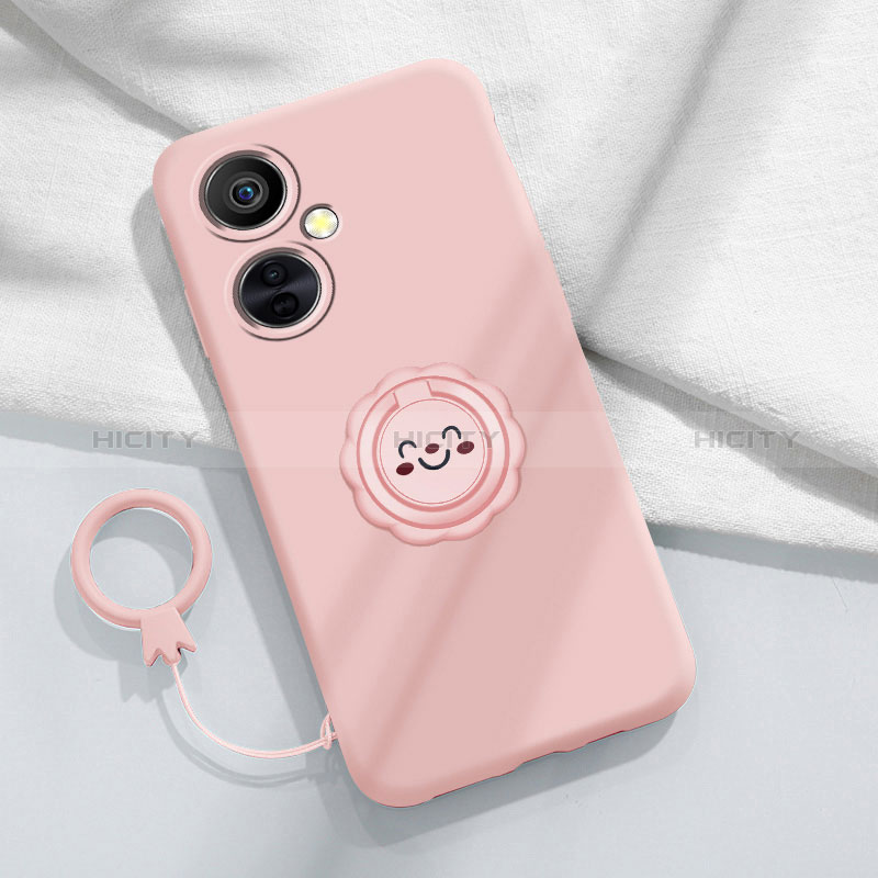 Custodia Silicone Ultra Sottile Morbida Cover con Magnetico Anello Supporto Z01 per OnePlus Nord CE 3 5G Rosa