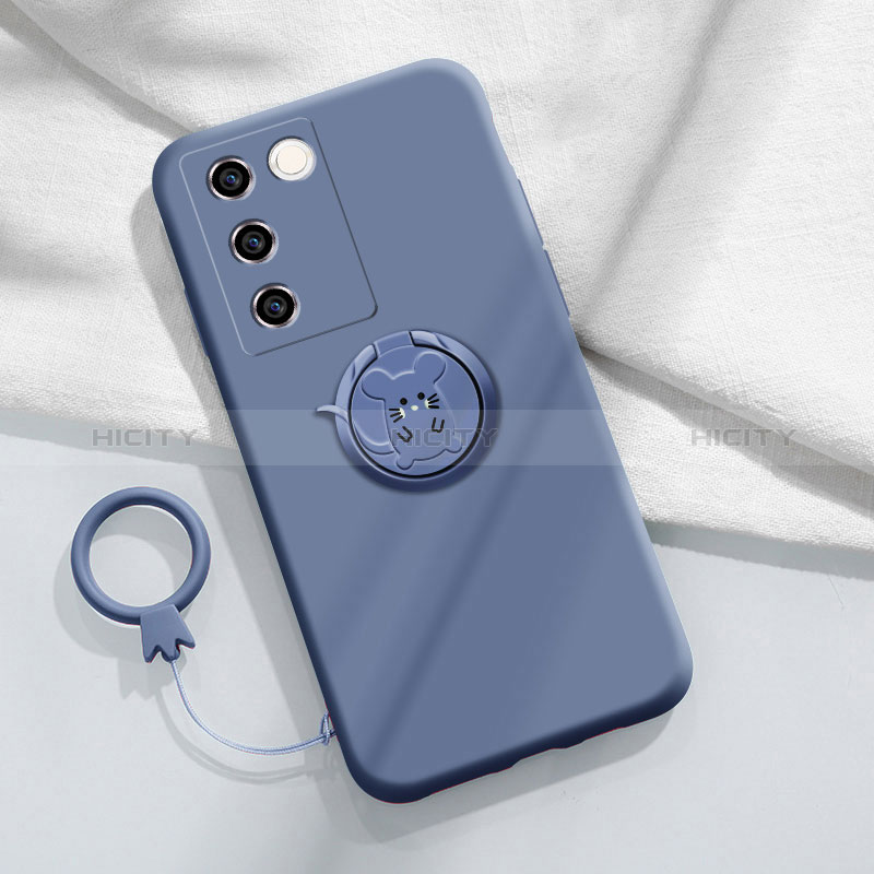 Custodia Silicone Ultra Sottile Morbida Cover con Magnetico Anello Supporto Z01 per Vivo V27 Pro 5G