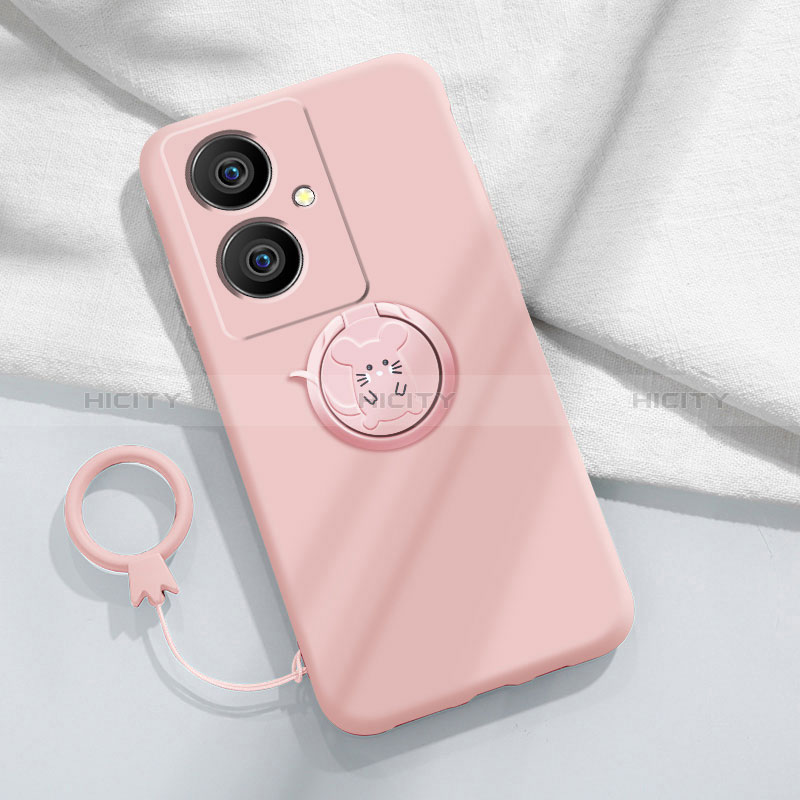 Custodia Silicone Ultra Sottile Morbida Cover con Magnetico Anello Supporto Z01 per Vivo V29 Lite 5G Rosa