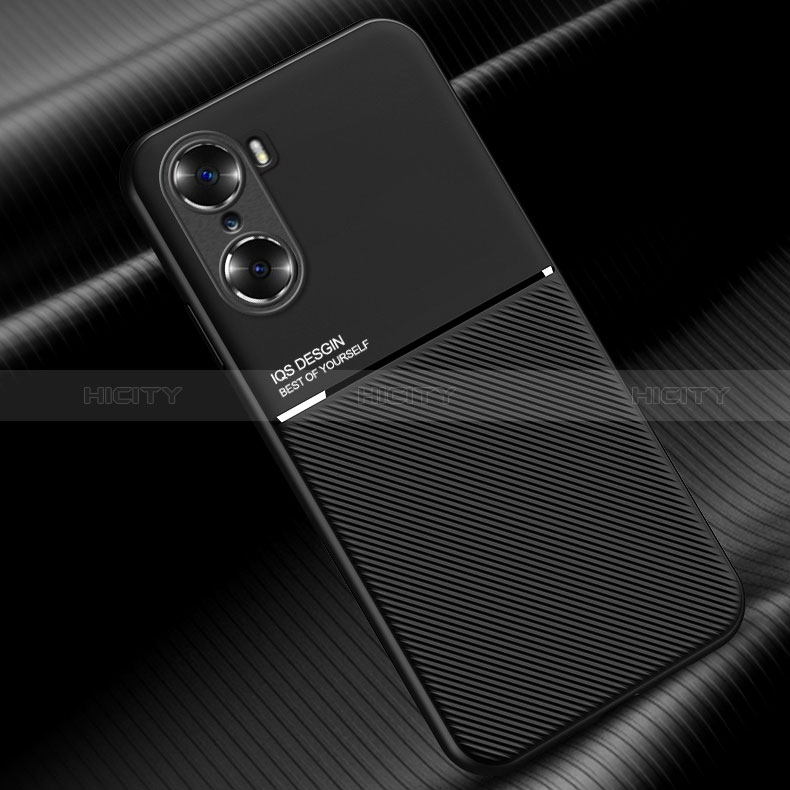 Custodia Silicone Ultra Sottile Morbida Cover con Magnetico D01 per Huawei Honor 60 5G Nero