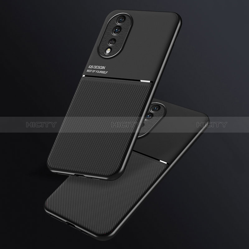 Custodia Silicone Ultra Sottile Morbida Cover con Magnetico D01 per Huawei Honor 80 5G Nero