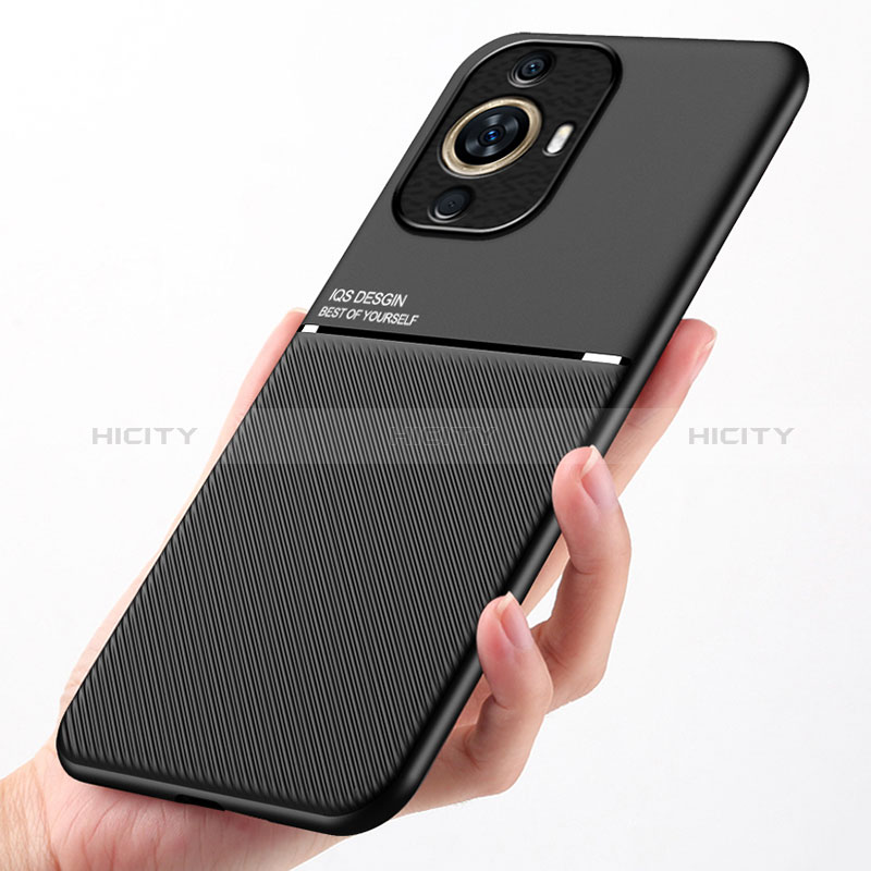 Custodia Silicone Ultra Sottile Morbida Cover con Magnetico D01 per Huawei Nova 11 Nero