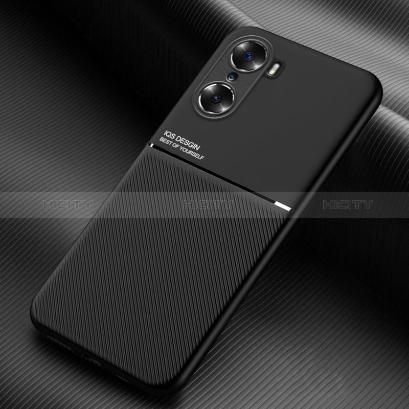 Custodia Silicone Ultra Sottile Morbida Cover con Magnetico per Huawei Honor 60 5G Nero