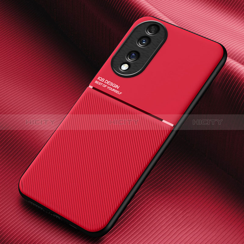 Custodia Silicone Ultra Sottile Morbida Cover con Magnetico per Huawei Honor 70 5G Rosso