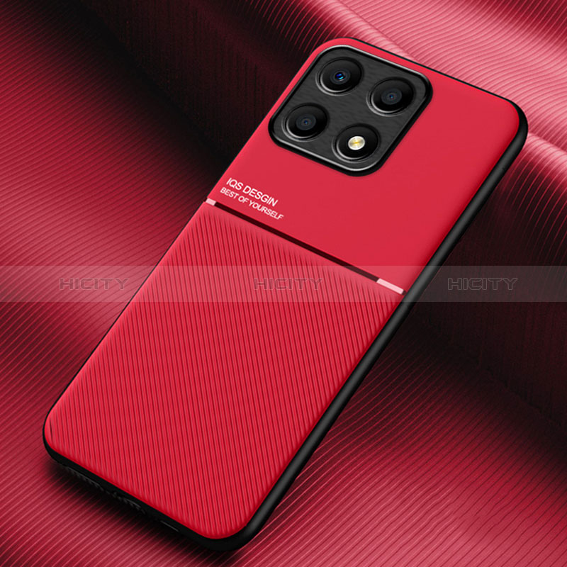 Custodia Silicone Ultra Sottile Morbida Cover con Magnetico per Huawei Honor X8a 4G Rosso