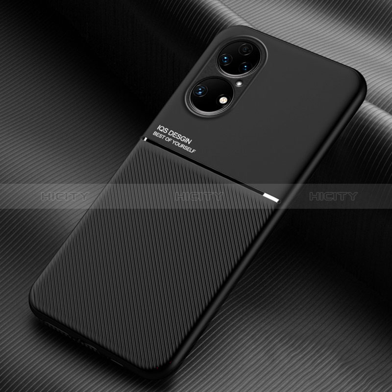 Custodia Silicone Ultra Sottile Morbida Cover con Magnetico per Huawei P50 Pro Nero