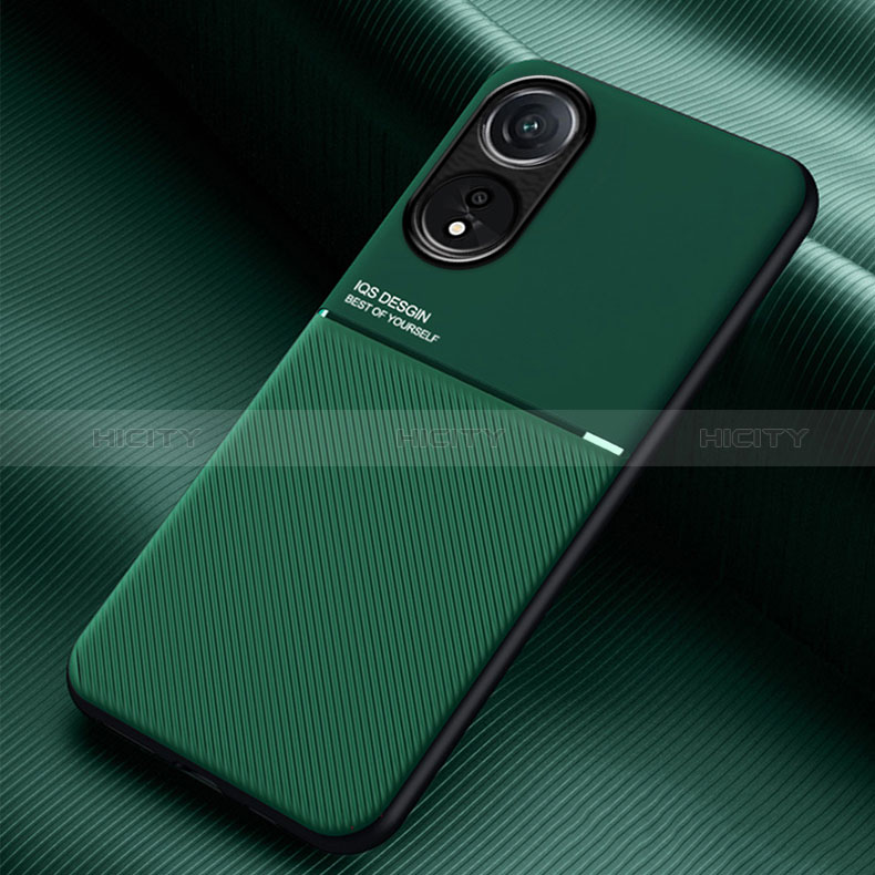 Custodia Silicone Ultra Sottile Morbida Cover con Magnetico per Oppo A58 4G Verde