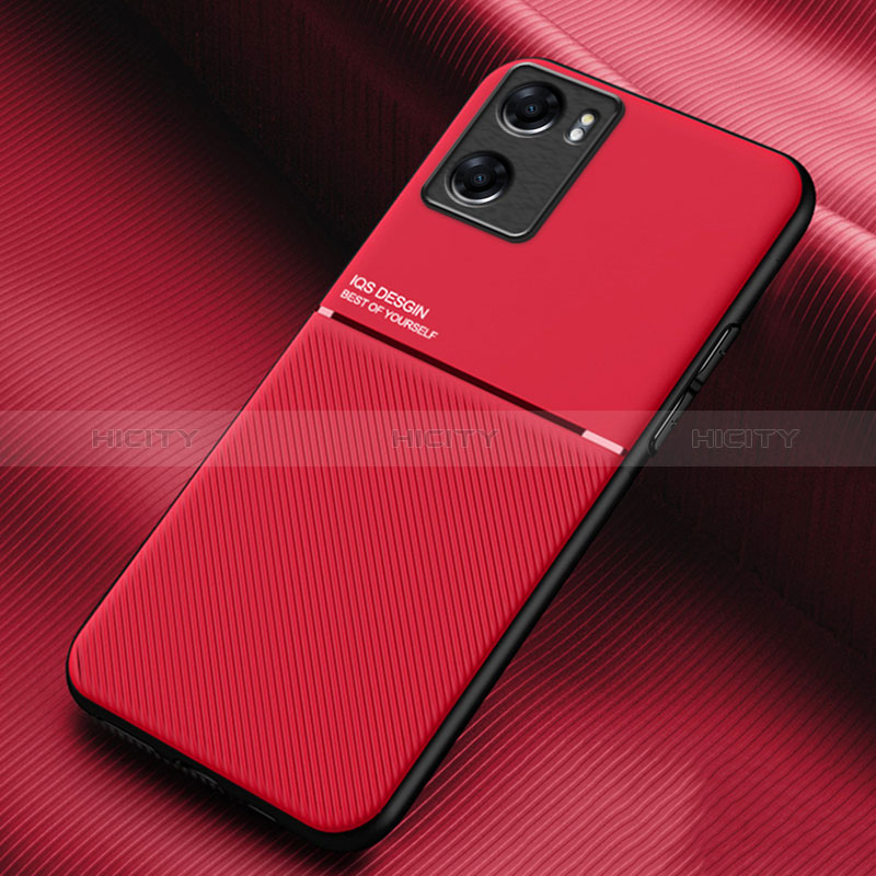 Custodia Silicone Ultra Sottile Morbida Cover con Magnetico per Oppo A77s Rosso