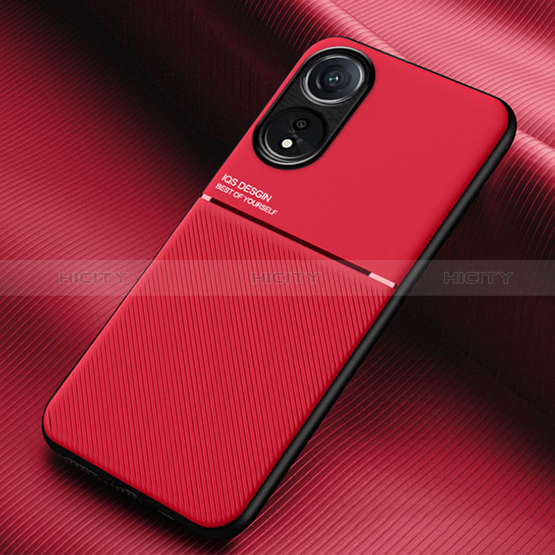 Custodia Silicone Ultra Sottile Morbida Cover con Magnetico per Oppo A78 4G Rosso