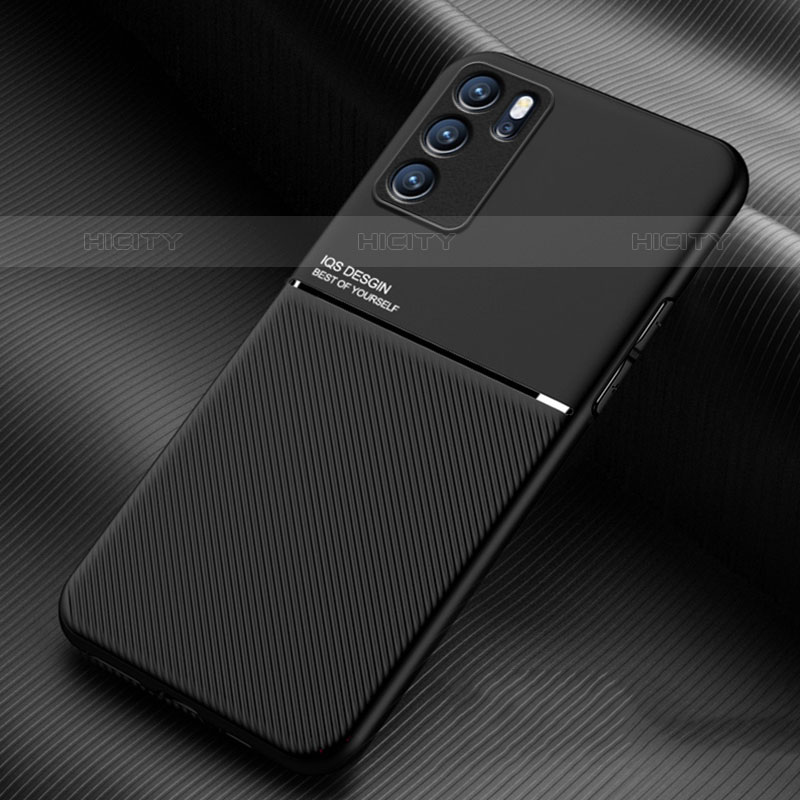 Custodia Silicone Ultra Sottile Morbida Cover con Magnetico per Oppo Reno6 Pro 5G India Nero