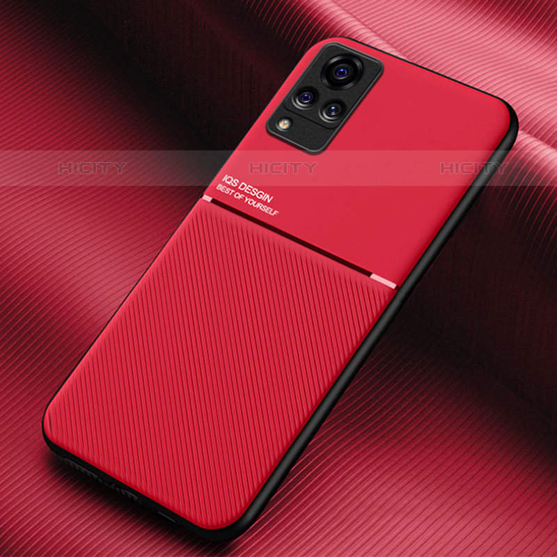 Custodia Silicone Ultra Sottile Morbida Cover con Magnetico per Vivo V21s 5G Rosso