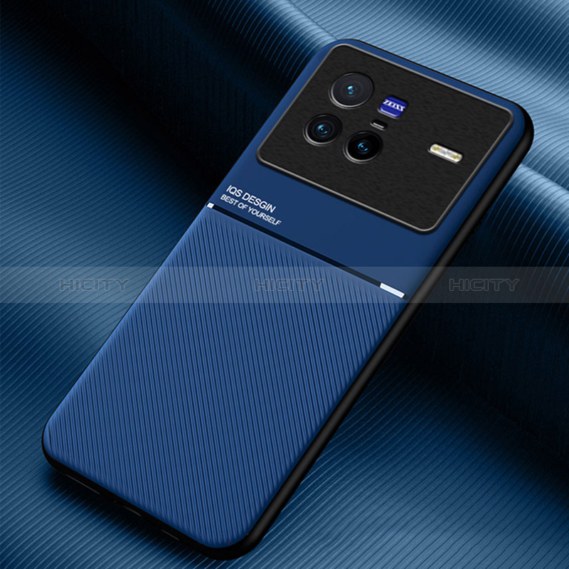 Custodia Silicone Ultra Sottile Morbida Cover con Magnetico per Vivo X80 5G Blu