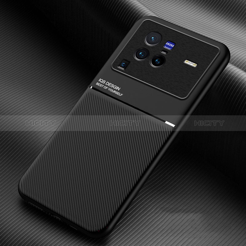 Custodia Silicone Ultra Sottile Morbida Cover con Magnetico per Vivo X80 Pro 5G Nero