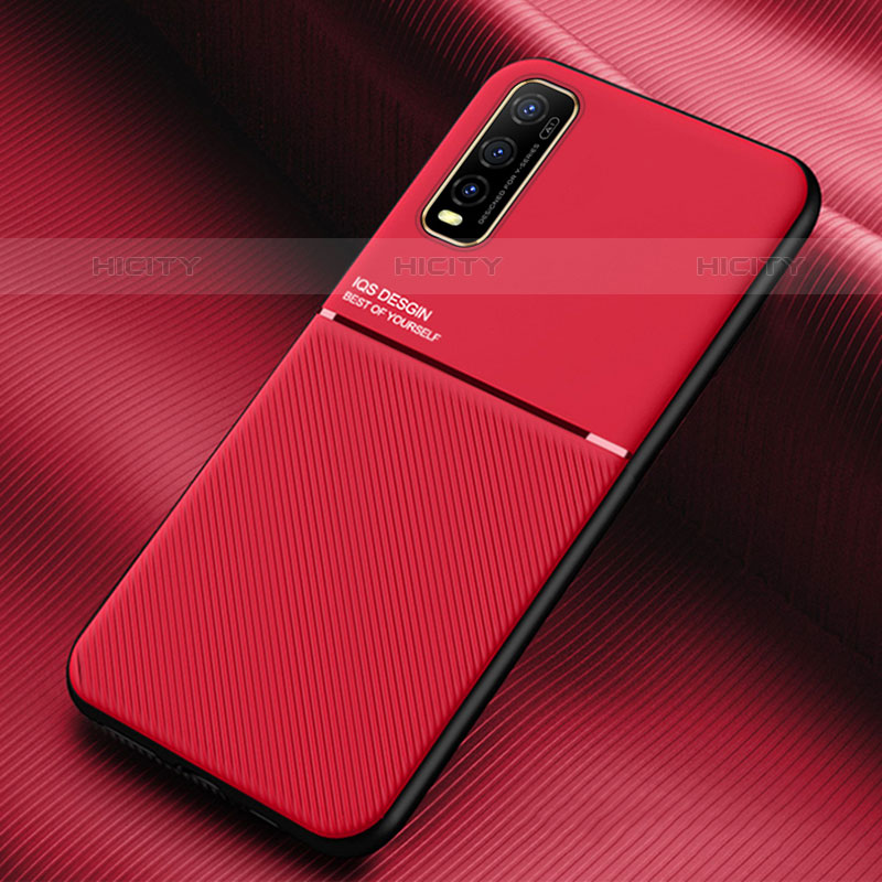 Custodia Silicone Ultra Sottile Morbida Cover con Magnetico per Vivo Y50t Rosso