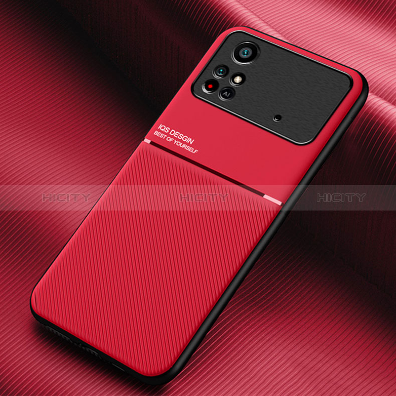 Custodia Silicone Ultra Sottile Morbida Cover con Magnetico per Xiaomi Poco M4 Pro 4G Rosso